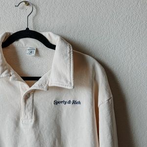NWT SPORTY & RICH CLASSIC LOGO EMBROIDERED POLO / PULLOVER